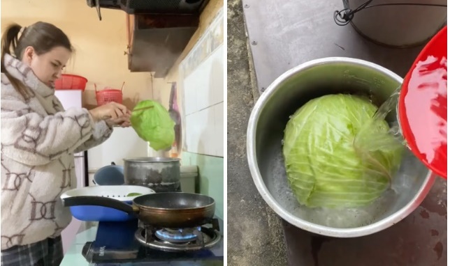 Cô vợ Tây cho cả cây bắp cải vào nồi luộc và cái kết được khen hết lời Cô vợ Tây cho cả cây bắp cải vào nồi luộc và cái kết được khen hết lời