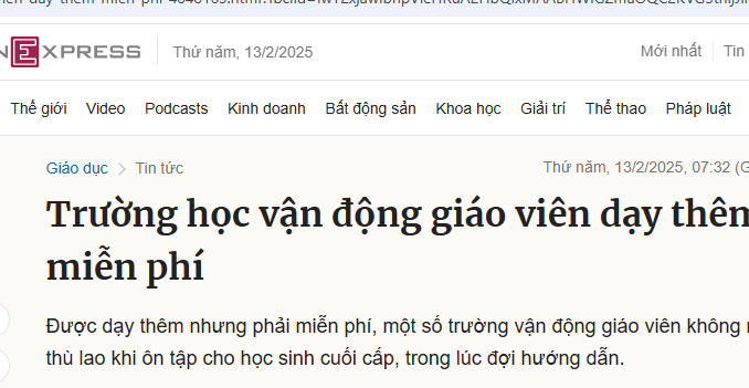 Trường học vận động giáo viên dạy thêm nhưng miễn phí, giáo viên nói gì? Trường học vận động giáo viên dạy thêm nhưng miễn phí, giáo viên nói gì?