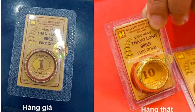 Khách hàng Bắc Ninh mua 1 vỉ vàng nhẫn gắn nhãn Bảo Tín Minh Châu, đến khi bán lại, chủ tiệm khẳng định: “Đây là vàng giả” Khách hàng Bắc Ninh mua 1 vỉ vàng nhẫn gắn nhãn Bảo Tín Minh Châu, đến khi bán lại, chủ tiệm khẳng định: “Đây là vàng giả”