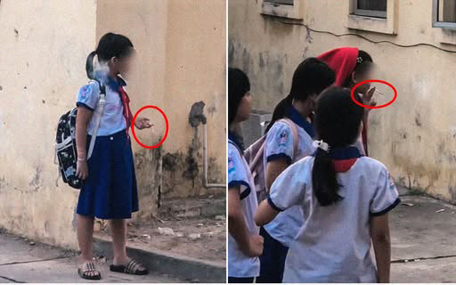 Nhóm nữ sinh vẫn đeo khăn quàng đỏ nhưng đã ‘phì phèo’ thuốc lá khiến nhiều người phẫn nộ Nhóm nữ sinh vẫn đeo khăn quàng đỏ nhưng đã ‘phì phèo’ thuốc lá khiến nhiều người phẫn nộ