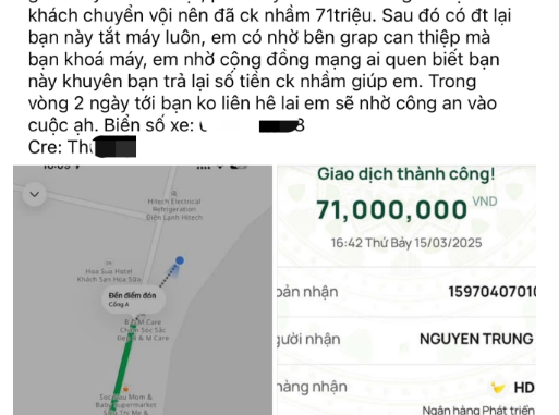 Nữ hành khách chuyển nhầm 71 ngàn thành 71 tr iệu đồng đã gặp tài xế xe Grab Nữ hành khách chuyển nhầm 71 ngàn thành 71 tr iệu đồng đã gặp tài xế xe Grab