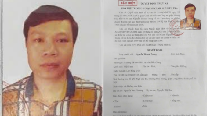Công an Hà Nội truy nã đặc biệt Nguyễn Thành Trung Công an Hà Nội truy nã đặc biệt Nguyễn Thành Trung