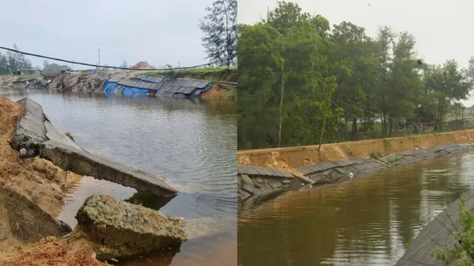 Kè chống xói lở hơn 3 tỷ đồng mới đưa vào sử dụng đã vỡ tan hoang Kè chống xói lở hơn 3 tỷ đồng mới đưa vào sử dụng đã vỡ tan hoang