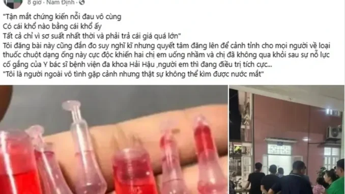 Chị tuvong, em ng:uy k:ịch do uống nhầm th:uốc d:iệt ch:uột Chị tuvong, em ng:uy k:ịch do uống nhầm th:uốc d:iệt ch:uột