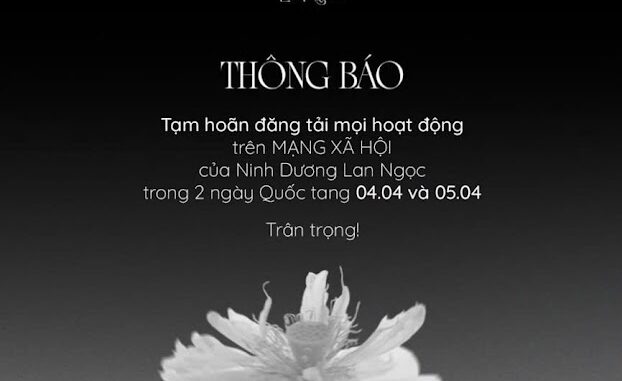 Nữ nghệ sĩ Việt nổi tiếng thông báo: 'Tạm hoãn đăng tải mọi hoạt động trên mạng trong 2 ngày Quốc tang'