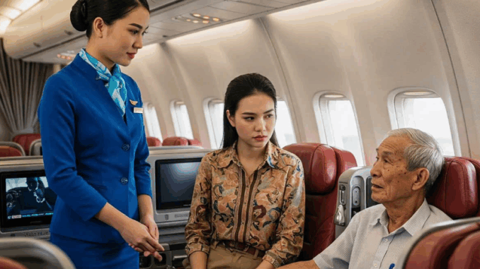 Một cô gái trẻ giàu có ngồi cạnh một cụ ông nghèo trên máy bay. Vừa ngồi xuống ghế, cô lập tức gọi tiếp viên hàng không….. Một cô gái trẻ giàu có ngồi cạnh một cụ ông nghèo trên máy bay. Vừa ngồi xuống ghế, cô lập tức gọi tiếp viên hàng không…..