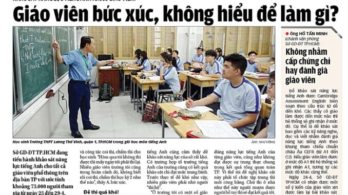 Hoảng hồn trước điểm số của hơn 73.000 giáo viên bị kiểm tra năng lực tiếng Anh Hoảng hồn trước điểm số của hơn 73.000 giáo viên bị kiểm tra năng lực tiếng Anh